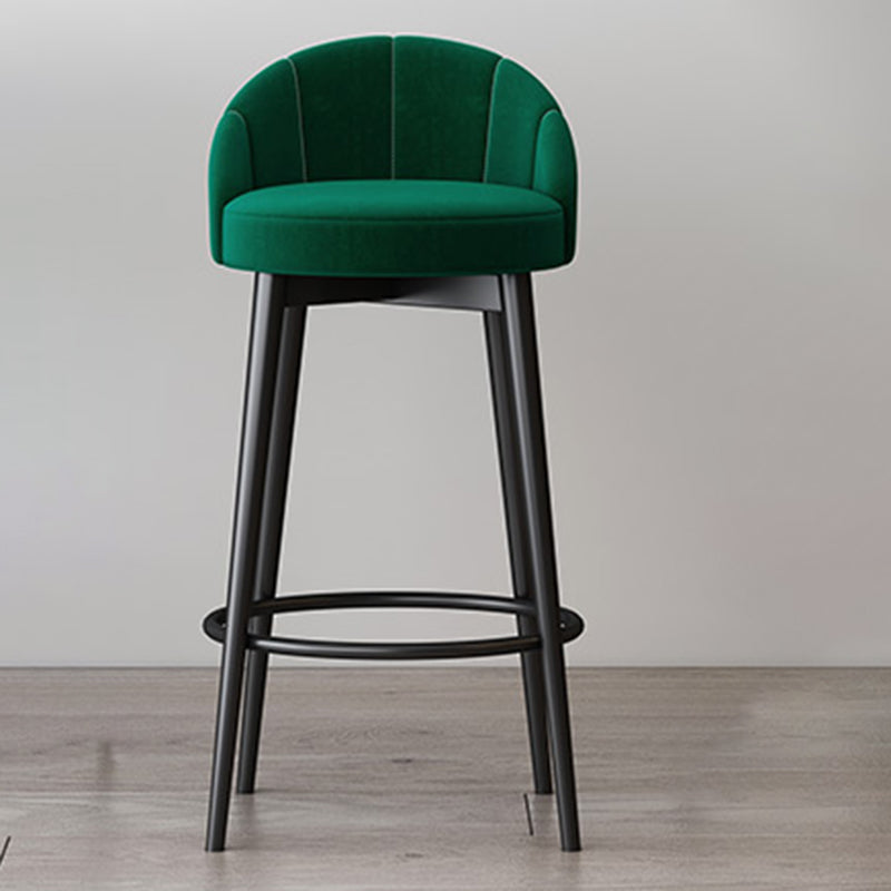Glam Metal Upholstered Barstool Indoor Bar Stool with Cushion and Low Back Green 1 Piece Clearhalo 'Bar Furniture' 'Bar Stools' 'bar_stools' 'furn' 'furn_bar_stools' 'furniture_bar_stools' 'Kitchen & Dining Furniture' 'kitchen&dining_furn' 'kitchen' 'kitchen_furn' Furniture' 4587885