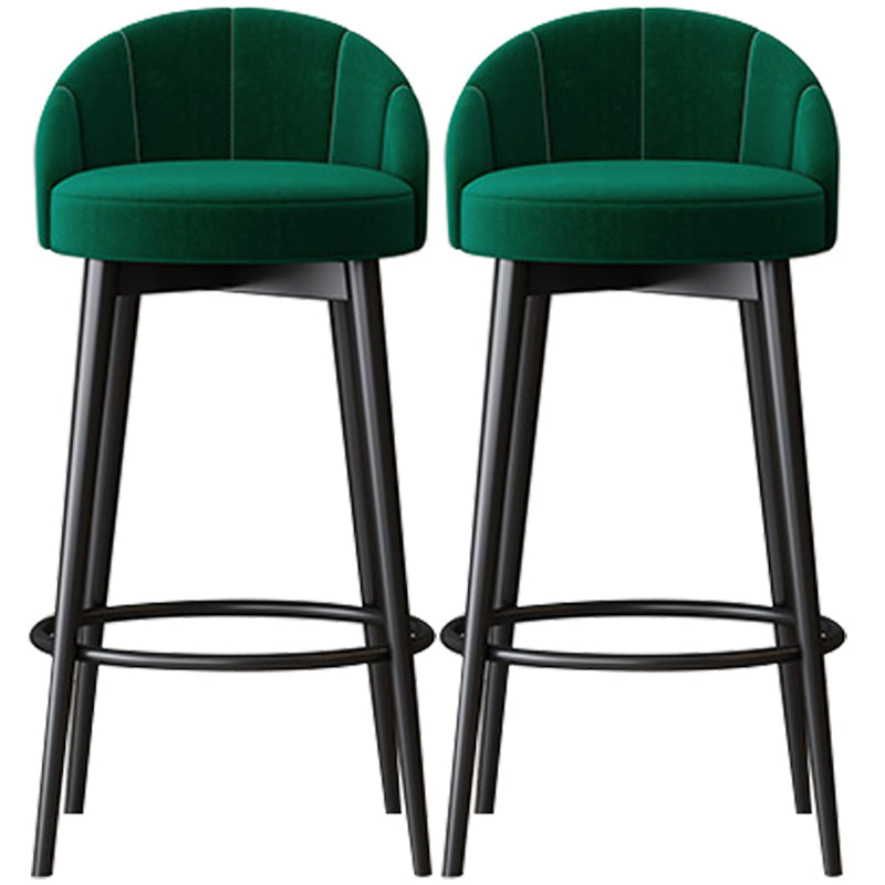 Glam Metal Upholstered Barstool Indoor Bar Stool with Cushion and Low Back Green 2 Piece Set Clearhalo 'Bar Furniture' 'Bar Stools' 'bar_stools' 'furn' 'furn_bar_stools' 'furniture_bar_stools' 'Kitchen & Dining Furniture' 'kitchen&dining_furn' 'kitchen' 'kitchen_furn' Furniture' 4587887