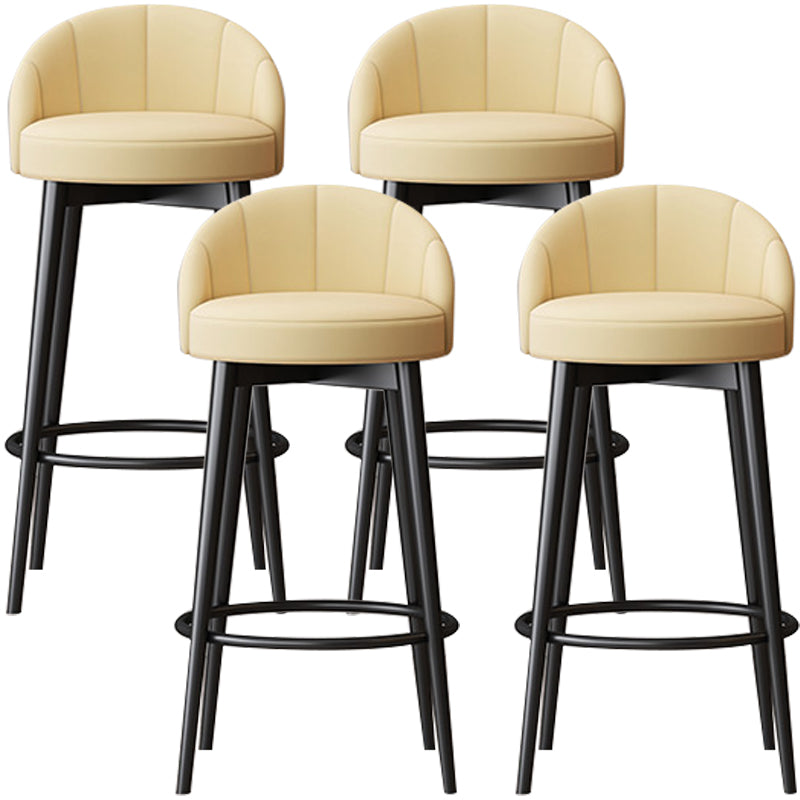 Glam Metal Upholstered Barstool Indoor Bar Stool with Cushion and Low Back Beige 4 Piece Set Clearhalo 'Bar Furniture' 'Bar Stools' 'bar_stools' 'furn' 'furn_bar_stools' 'furniture_bar_stools' 'Kitchen & Dining Furniture' 'kitchen&dining_furn' 'kitchen' 'kitchen_furn' Furniture' 4587889
