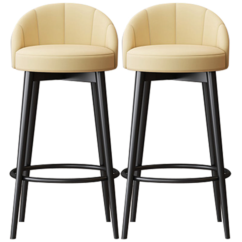 Glam Metal Upholstered Barstool Indoor Bar Stool with Cushion and Low Back Beige 2 Piece Set Clearhalo 'Bar Furniture' 'Bar Stools' 'bar_stools' 'furn' 'furn_bar_stools' 'furniture_bar_stools' 'Kitchen & Dining Furniture' 'kitchen&dining_furn' 'kitchen' 'kitchen_furn' Furniture' 4587891