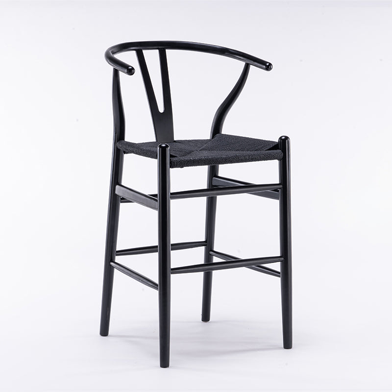 Scandinavian Wood Counter Stools Low Back Indoor Single Bar Stool with 4 Legs Black Clearhalo 'Bar Furniture' 'Bar Stools' 'bar_stools' 'furn' 'furn_bar_stools' 'furniture_bar_stools' 'Kitchen & Dining Furniture' 'kitchen&dining_furn' 'kitchen' 'kitchen_furn' Furniture' 4587894