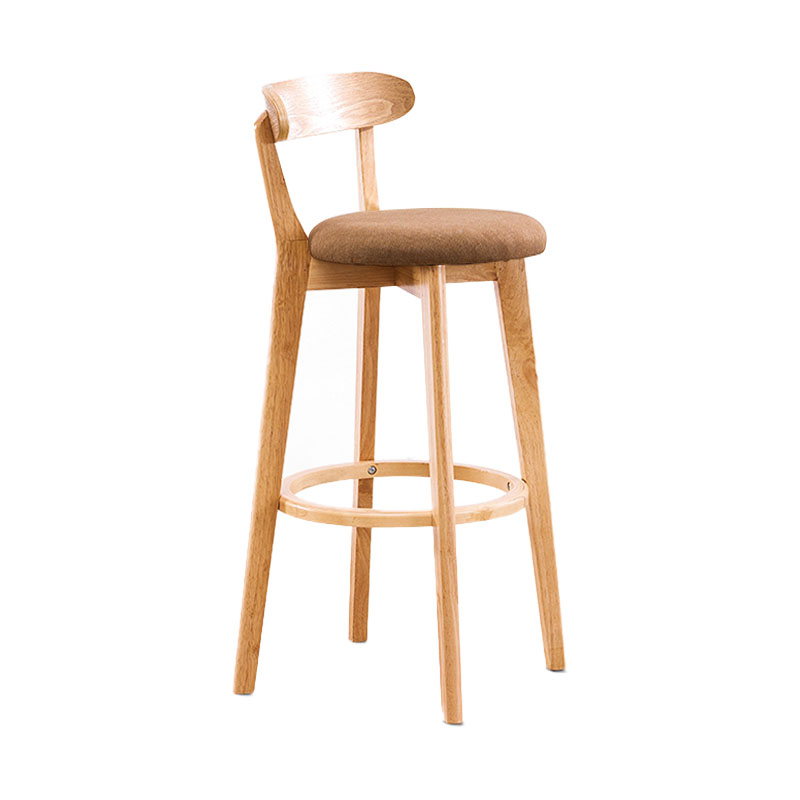 Contemporary Solid Wood Barstool Bristol Bar Stool with Footrest and Low Back Ginger Natural 1 Piece Clearhalo 'Bar Furniture' 'Bar Stools' 'bar_stools' 'furn' 'furn_bar_stools' 'furniture_bar_stools' 'Kitchen & Dining Furniture' 'kitchen&dining_furn' 'kitchen' 'kitchen_furn' Furniture' 4587911