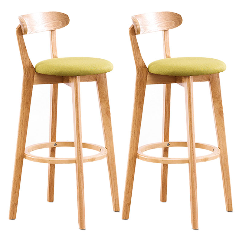 Contemporary Solid Wood Barstool Bristol Bar Stool with Footrest and Low Back Green Natural 2 Piece Set Clearhalo 'Bar Furniture' 'Bar Stools' 'bar_stools' 'furn' 'furn_bar_stools' 'furniture_bar_stools' 'Kitchen & Dining Furniture' 'kitchen&dining_furn' 'kitchen' 'kitchen_furn' Furniture' 4587920