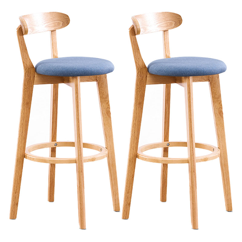 Contemporary Solid Wood Barstool Bristol Bar Stool with Footrest and Low Back Blue Natural 2 Piece Set Clearhalo 'Bar Furniture' 'Bar Stools' 'bar_stools' 'furn' 'furn_bar_stools' 'furniture_bar_stools' 'Kitchen & Dining Furniture' 'kitchen&dining_furn' 'kitchen' 'kitchen_furn' Furniture' 4587927