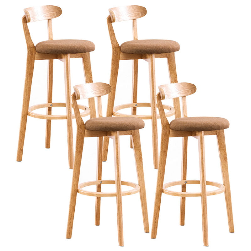 Contemporary Solid Wood Barstool Bristol Bar Stool with Footrest and Low Back Ginger Natural 4 Piece Set Clearhalo 'Bar Furniture' 'Bar Stools' 'bar_stools' 'furn' 'furn_bar_stools' 'furniture_bar_stools' 'Kitchen & Dining Furniture' 'kitchen&dining_furn' 'kitchen' 'kitchen_furn' Furniture' 4587932