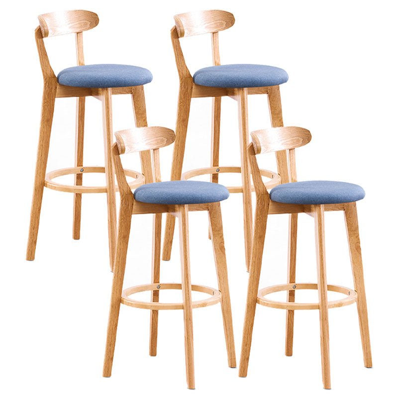 Contemporary Solid Wood Barstool Bristol Bar Stool with Footrest and Low Back Blue Natural 4 Piece Set Clearhalo 'Bar Furniture' 'Bar Stools' 'bar_stools' 'furn' 'furn_bar_stools' 'furniture_bar_stools' 'Kitchen & Dining Furniture' 'kitchen&dining_furn' 'kitchen' 'kitchen_furn' Furniture' 4587935