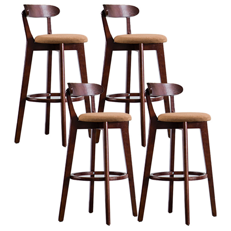 Contemporary Solid Wood Barstool Bristol Bar Stool with Footrest and Low Back Ginger Brown 4 Piece Set Clearhalo 'Bar Furniture' 'Bar Stools' 'bar_stools' 'furn' 'furn_bar_stools' 'furniture_bar_stools' 'Kitchen & Dining Furniture' 'kitchen&dining_furn' 'kitchen' 'kitchen_furn' Furniture' 4587936