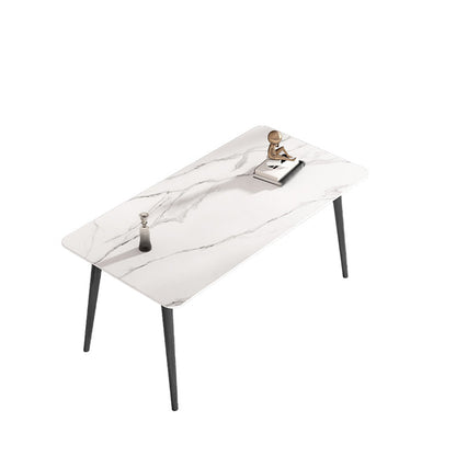 Contemporary 1/4/5/7 Pieces Dining Table and Chairs Rectangle Dining Table Set White-Gold 71"L x 31"W Clearhalo 'Dining Room Sets' 'Dining Tables & Seating' 'dining_room_set' 'furn' 'furn_dining_room_set' 'Furniture' 'furniture_dining_room_set' 'Kitchen & Dining Furniture' 'kitchen&dining_furn' 'kitchen' 4588016