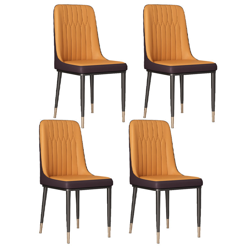 Contemporary 1/4/5/7 Pieces Dining Table and Chairs Rectangle Dining Table Set 4 Orange Chairs Clearhalo 'Dining Room Sets' 'Dining Tables & Seating' 'dining_room_set' 'furn' 'furn_dining_room_set' 'Furniture' 'furniture_dining_room_set' 'Kitchen & Dining Furniture' 'kitchen&dining_furn' 'kitchen' 4588017