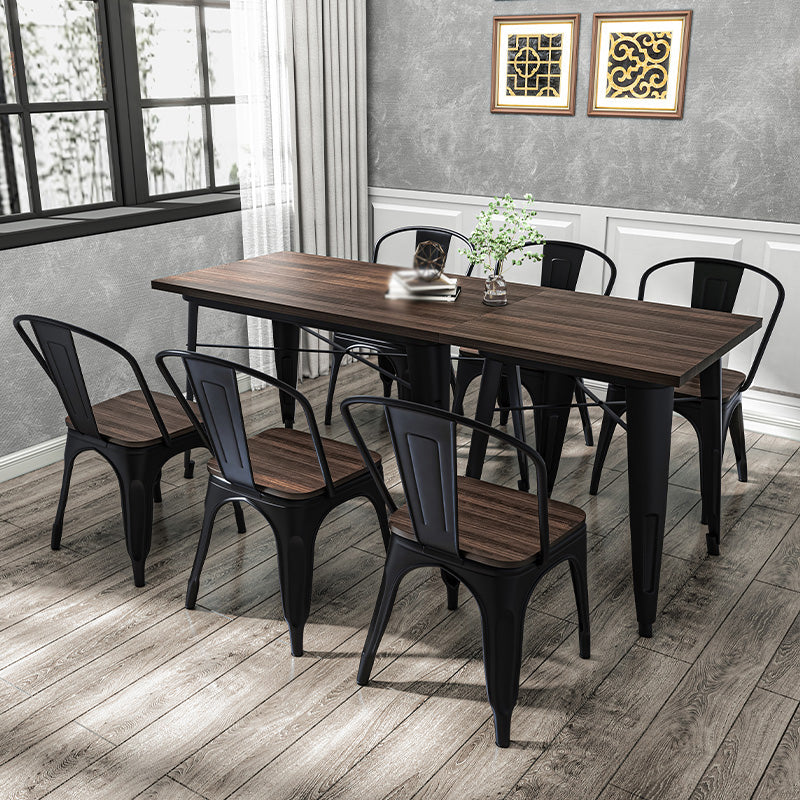 Industrial 1/3/4/5/7 Pieces Dinette Set Solid Wood Dining Table with Chairs 7 Pieces: Table, 6 Chairs Clearhalo 'Dining Room Sets' 'Dining Tables & Seating' 'dining_room_set' 'furn' 'furn_dining_room_set' 'Furniture' 'furniture_dining_room_set' 'Kitchen & Dining Furniture' 'kitchen&dining_furn' 'kitchen' 4588118