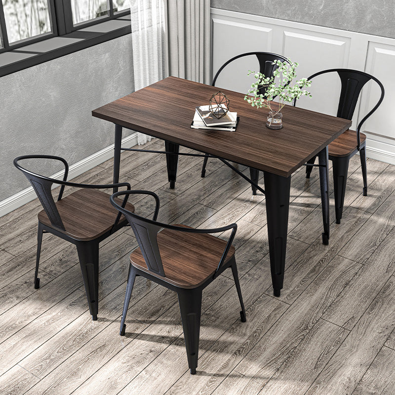 Industrial 1/3/4/5/7 Pieces Dinette Set Solid Wood Dining Table with Chairs 5 Pieces: Table, 4 Black Chairs Clearhalo 'Dining Room Sets' 'Dining Tables & Seating' 'dining_room_set' 'furn' 'furn_dining_room_set' 'Furniture' 'furniture_dining_room_set' 'Kitchen & Dining Furniture' 'kitchen&dining_furn' 'kitchen' 4588121