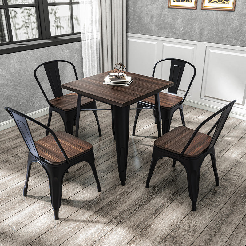 Industrial 1/3/4/5/7 Pieces Dinette Set Solid Wood Dining Table with Chairs 5 Pieces: Table, 4 Brown Chairs Clearhalo 'Dining Room Sets' 'Dining Tables & Seating' 'dining_room_set' 'furn' 'furn_dining_room_set' 'Furniture' 'furniture_dining_room_set' 'Kitchen & Dining Furniture' 'kitchen&dining_furn' 'kitchen' 4588123