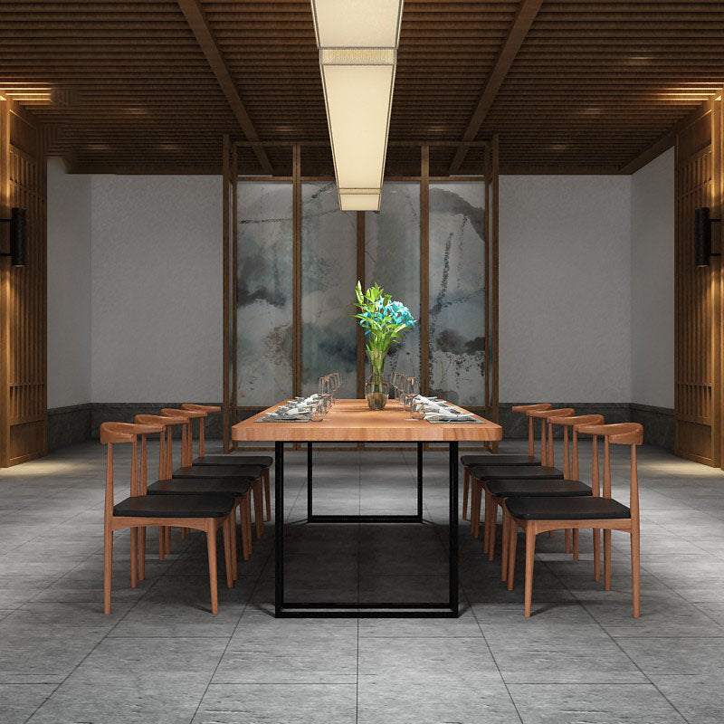 Rectangular 1/2/9 Pieces Dining Set Natural and Black Windsor Back Chair Set for Kitchen Clearhalo 'Dining Room Sets' 'Dining Tables & Seating' 'dining_room_set' 'furn' 'furn_dining_room_set' 'Furniture' 'furniture_dining_room_set' 'Kitchen & Dining Furniture' 'kitchen&dining_furn' 'kitchen' 4588214