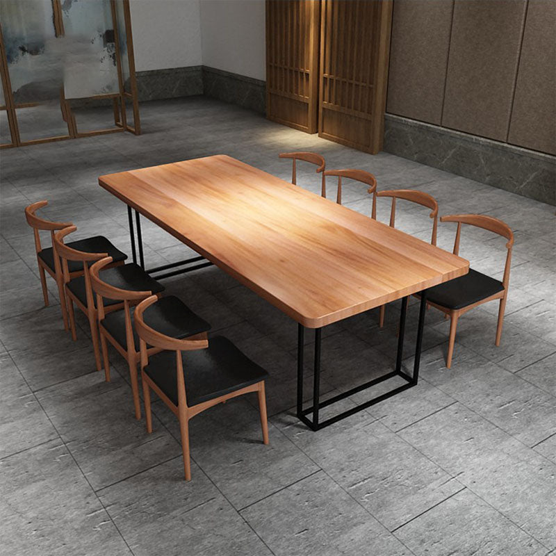 Rectangular 1/2/9 Pieces Dining Set Natural and Black Windsor Back Chair Set for Kitchen Clearhalo 'Dining Room Sets' 'Dining Tables & Seating' 'dining_room_set' 'furn' 'furn_dining_room_set' 'Furniture' 'furniture_dining_room_set' 'Kitchen & Dining Furniture' 'kitchen&dining_furn' 'kitchen' 4588223