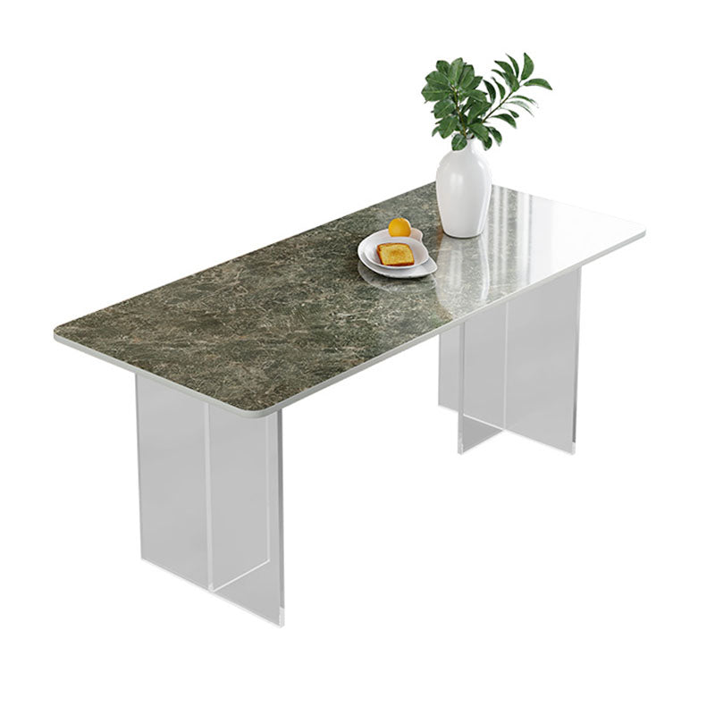 Acrylic Modern 1/2/4/5 Pieces Dining Room Set Rectangle Double Pedestal Table Set Green 71"L x 31"W Clearhalo 'Dining Room Sets' 'Dining Tables & Seating' 'dining_room_set' 'furn' 'furn_dining_room_set' 'Furniture' 'furniture_dining_room_set' 'Kitchen & Dining Furniture' 'kitchen&dining_furn' 'kitchen' 4588232