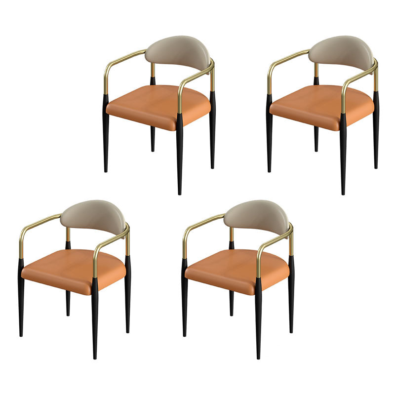 Acrylic Modern 1/2/4/5 Pieces Dining Room Set Rectangle Double Pedestal Table Set 4 Orange Chairs Clearhalo 'Dining Room Sets' 'Dining Tables & Seating' 'dining_room_set' 'furn' 'furn_dining_room_set' 'Furniture' 'furniture_dining_room_set' 'Kitchen & Dining Furniture' 'kitchen&dining_furn' 'kitchen' 4588236