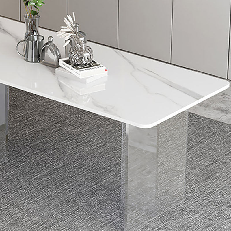 Acrylic Modern 1/2/4/5 Pieces Dining Room Set Rectangle Double Pedestal Table Set Clearhalo 'Dining Room Sets' 'Dining Tables & Seating' 'dining_room_set' 'furn' 'furn_dining_room_set' 'Furniture' 'furniture_dining_room_set' 'Kitchen & Dining Furniture' 'kitchen&dining_furn' 'kitchen' 4588237