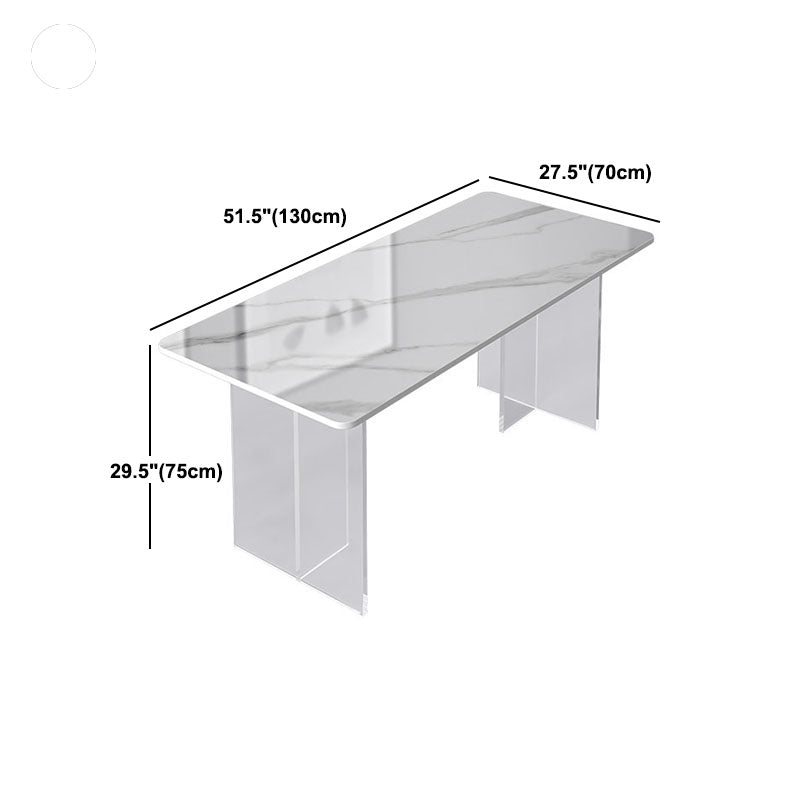 Acrylic Modern 1/2/4/5 Pieces Dining Room Set Rectangle Double Pedestal Table Set Clearhalo 'Dining Room Sets' 'Dining Tables & Seating' 'dining_room_set' 'furn' 'furn_dining_room_set' 'Furniture' 'furniture_dining_room_set' 'Kitchen & Dining Furniture' 'kitchen&dining_furn' 'kitchen' 4588241