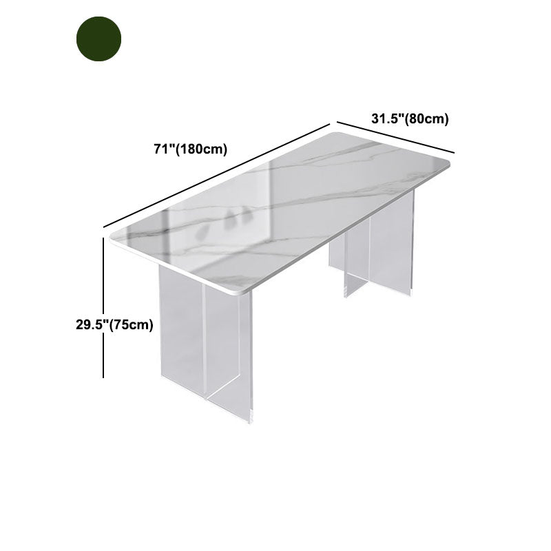 Acrylic Modern 1/2/4/5 Pieces Dining Room Set Rectangle Double Pedestal Table Set Clearhalo 'Dining Room Sets' 'Dining Tables & Seating' 'dining_room_set' 'furn' 'furn_dining_room_set' 'Furniture' 'furniture_dining_room_set' 'Kitchen & Dining Furniture' 'kitchen&dining_furn' 'kitchen' 4588245