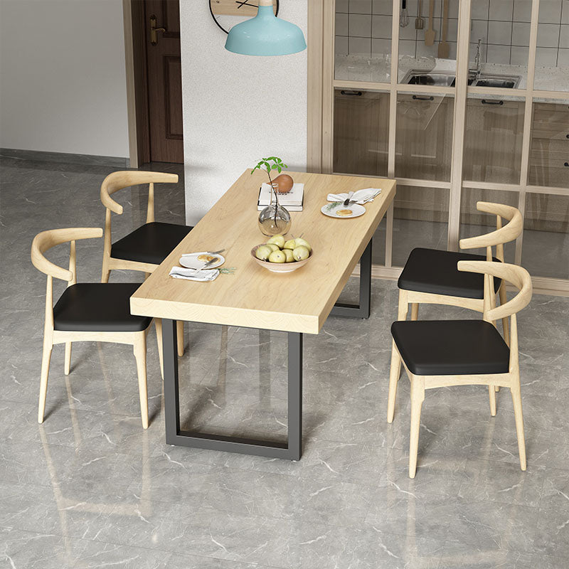 Industrial Solid Wood Dining Set 1/4/5 pieces Double Pedestal Table in Natural Clearhalo 'Dining Room Sets' 'Dining Tables & Seating' 'dining_room_set' 'furn' 'furn_dining_room_set' 'Furniture' 'furniture_dining_room_set' 'Kitchen & Dining Furniture' 'kitchen&dining_furn' 'kitchen' 4588271