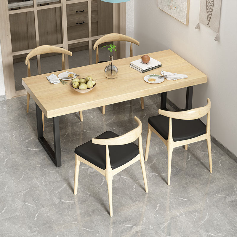 Industrial Solid Wood Dining Set 1/4/5 pieces Double Pedestal Table in Natural Clearhalo 'Dining Room Sets' 'Dining Tables & Seating' 'dining_room_set' 'furn' 'furn_dining_room_set' 'Furniture' 'furniture_dining_room_set' 'Kitchen & Dining Furniture' 'kitchen&dining_furn' 'kitchen' 4588272