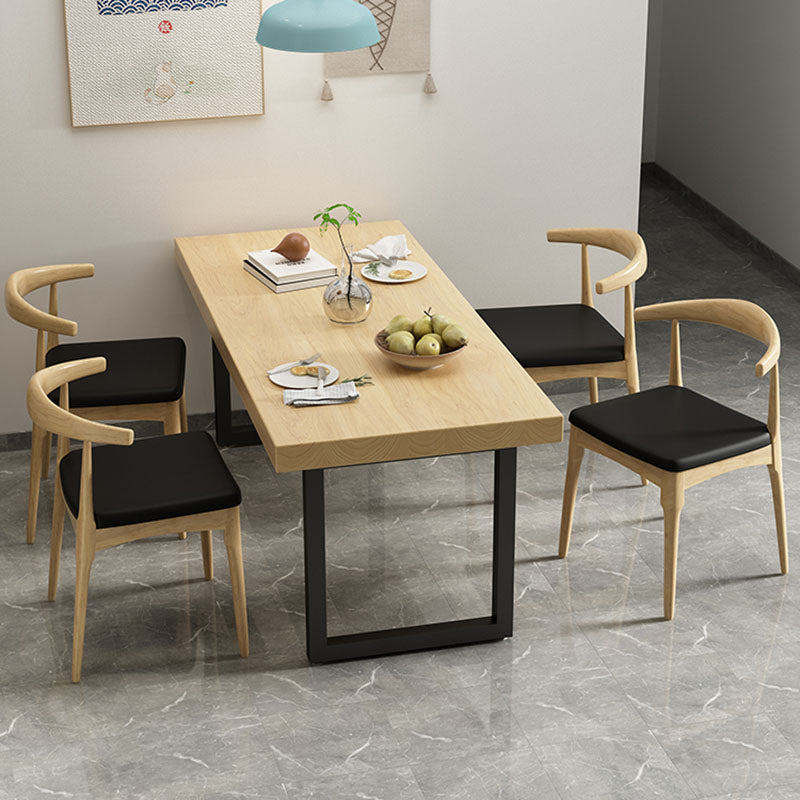 Industrial Solid Wood Dining Set 1/4/5 pieces Double Pedestal Table in Natural Clearhalo 'Dining Room Sets' 'Dining Tables & Seating' 'dining_room_set' 'furn' 'furn_dining_room_set' 'Furniture' 'furniture_dining_room_set' 'Kitchen & Dining Furniture' 'kitchen&dining_furn' 'kitchen' 4588278
