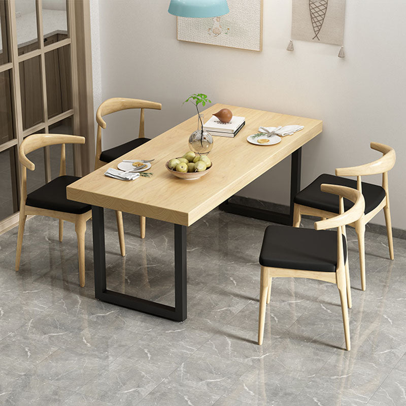 Industrial Solid Wood Dining Set 1/4/5 pieces Double Pedestal Table in Natural Clearhalo 'Dining Room Sets' 'Dining Tables & Seating' 'dining_room_set' 'furn' 'furn_dining_room_set' 'Furniture' 'furniture_dining_room_set' 'Kitchen & Dining Furniture' 'kitchen&dining_furn' 'kitchen' 4588279