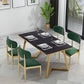 Glam Style 1/5 Pieces Dining Set Rectangle Stone Table Kitchen Set for Dining Room 5 Pieces: Black Table, 4 Green Chairs Clearhalo 'Dining Room Sets' 'Dining Tables & Seating' 'dining_room_set' 'furn' 'furn_dining_room_set' 'Furniture' 'furniture_dining_room_set' 'Kitchen & Dining Furniture' 'kitchen&dining_furn' 'kitchen' 4588289