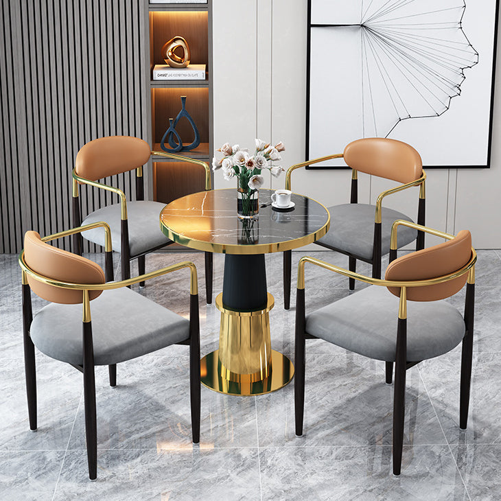 Glam 1/4/5 Pieces Dining Set Gold Base and Stone Top Table Kitchen Set for Dining Room Clearhalo 'Dining Room Sets' 'Dining Tables & Seating' 'dining_room_set' 'furn' 'furn_dining_room_set' 'Furniture' 'furniture_dining_room_set' 'Kitchen & Dining Furniture' 'kitchen&dining_furn' 'kitchen' 4588317