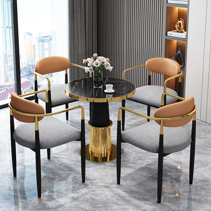 Glam 1/4/5 Pieces Dining Set Gold Base and Stone Top Table Kitchen Set for Dining Room Clearhalo 'Dining Room Sets' 'Dining Tables & Seating' 'dining_room_set' 'furn' 'furn_dining_room_set' 'Furniture' 'furniture_dining_room_set' 'Kitchen & Dining Furniture' 'kitchen&dining_furn' 'kitchen' 4588318