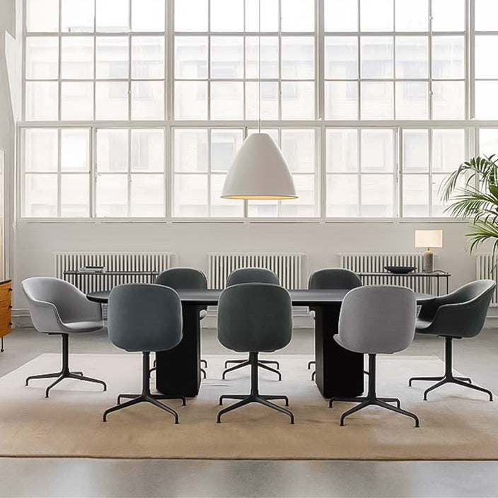 Oval Double Pedestal Modern Table Black Solid Wood Fixed Table 94.5"L x 35.4"W x 29.5"H Without Chairs Clearhalo ' dining_table' 'Dining Tables & Seating' 'Dining Tables' 'furn' 'furn_dining_table' 'Furniture' 'furniture_dining_table' 'Kitchen & Dining Furniture' 'kitchen&dining_furn' 'kitchen' 'kitchen_dining_table' 4588328