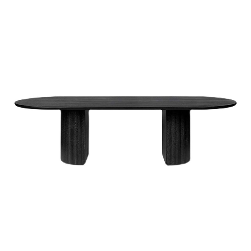 Oval Double Pedestal Modern Table Black Solid Wood Fixed Table Without Chairs Clearhalo ' dining_table' 'Dining Tables & Seating' 'Dining Tables' 'furn' 'furn_dining_table' 'Furniture' 'furniture_dining_table' 'Kitchen & Dining Furniture' 'kitchen&dining_furn' 'kitchen' 'kitchen_dining_table' 4588329