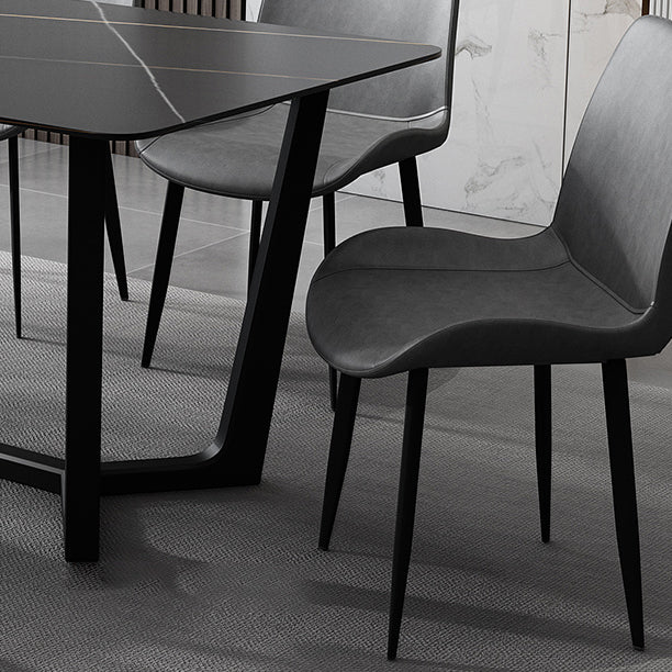 Industrial Style Dining Site Table Rectangle Stone Table with Trestle Base Clearhalo ' dining_table' 'Dining Tables & Seating' 'Dining Tables' 'furn' 'furn_dining_table' 'Furniture' 'furniture_dining_table' 'Kitchen & Dining Furniture' 'kitchen&dining_furn' 'kitchen' 'kitchen_dining_table' 4588386
