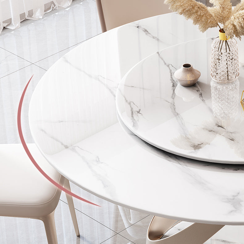 Round Furniture Luxury Style Stone Pedestal Dinner Table with Turntable Clearhalo ' dining_table' 'Dining Tables & Seating' 'Dining Tables' 'furn' 'furn_dining_table' 'Furniture' 'furniture_dining_table' 'Kitchen & Dining Furniture' 'kitchen&dining_furn' 'kitchen' 'kitchen_dining_table' 4588398