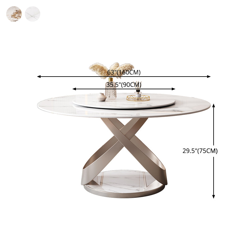 Round Furniture Luxury Style Stone Pedestal Dinner Table with Turntable Clearhalo ' dining_table' 'Dining Tables & Seating' 'Dining Tables' 'furn' 'furn_dining_table' 'Furniture' 'furniture_dining_table' 'Kitchen & Dining Furniture' 'kitchen&dining_furn' 'kitchen' 'kitchen_dining_table' 4588400