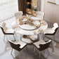 Round Dining Table Luxury Style Stone Pedestal Dinner Table with Turntable Pandora Gold Without Chairs Clearhalo ' dining_table' 'Dining Tables & Seating' 'Dining Tables' 'furn' 'furn_dining_table' 'Furniture' 'furniture_dining_table' 'Kitchen & Dining Furniture' 'kitchen&dining_furn' 'kitchen' 'kitchen_dining_table' 4588406