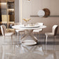 Round Dining Table Luxury Style Stone Pedestal Dinner Table with Turntable White 63"L x 63"W x 29.5"H Without Chairs Clearhalo ' dining_table' 'Dining Tables & Seating' 'Dining Tables' 'furn' 'furn_dining_table' 'Furniture' 'furniture_dining_table' 'Kitchen & Dining Furniture' 'kitchen&dining_furn' 'kitchen' 'kitchen_dining_table' 4588407