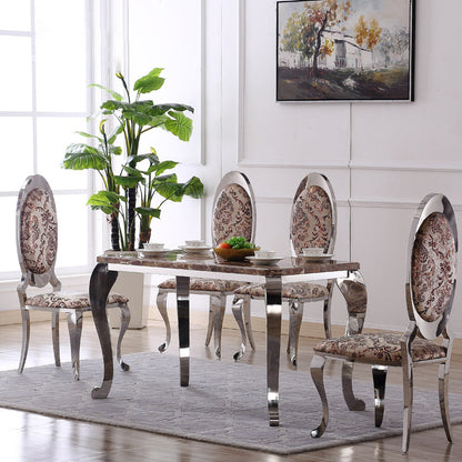 Rectangle Shape Luxury Style Dining Table Marble Fixed Table for Kitchen Silver Without Chairs Clearhalo ' dining_table' 'Dining Tables & Seating' 'Dining Tables' 'furn' 'furn_dining_table' 'Furniture' 'furniture_dining_table' 'Kitchen & Dining Furniture' 'kitchen&dining_furn' 'kitchen' 'kitchen_dining_table' 4588419