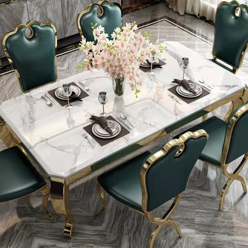 Rectangle Shape Luxury Style Dining Table Marble Fixed Table for Kitchen Clearhalo ' dining_table' 'Dining Tables & Seating' 'Dining Tables' 'furn' 'furn_dining_table' 'Furniture' 'furniture_dining_table' 'Kitchen & Dining Furniture' 'kitchen&dining_furn' 'kitchen' 'kitchen_dining_table' 4588421