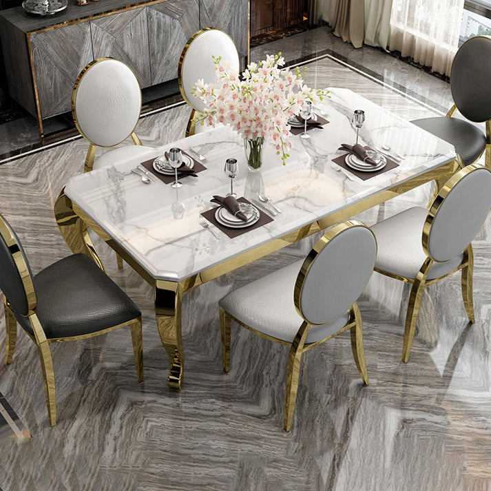 Rectangle Shape Luxury Style Dining Table Marble Fixed Table for Kitchen Clearhalo ' dining_table' 'Dining Tables & Seating' 'Dining Tables' 'furn' 'furn_dining_table' 'Furniture' 'furniture_dining_table' 'Kitchen & Dining Furniture' 'kitchen&dining_furn' 'kitchen' 'kitchen_dining_table' 4588427