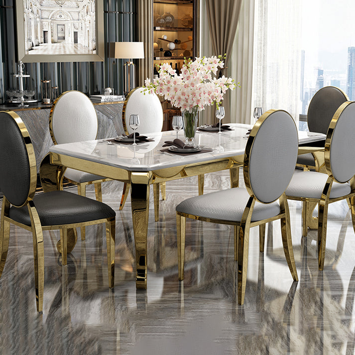 Rectangle Shape Luxury Style Dining Table Marble Fixed Table for Kitchen Clearhalo ' dining_table' 'Dining Tables & Seating' 'Dining Tables' 'furn' 'furn_dining_table' 'Furniture' 'furniture_dining_table' 'Kitchen & Dining Furniture' 'kitchen&dining_furn' 'kitchen' 'kitchen_dining_table' 4588428