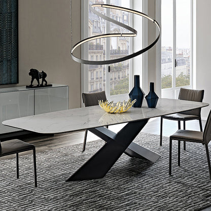 Sintered Stone Top Table for Restaurant Industrial Dining Table with Black Pedestal Base White Without Chairs Clearhalo ' dining_table' 'Dining Tables & Seating' 'Dining Tables' 'furn' 'furn_dining_table' 'Furniture' 'furniture_dining_table' 'Kitchen & Dining Furniture' 'kitchen&dining_furn' 'kitchen' 'kitchen_dining_table' 4588435