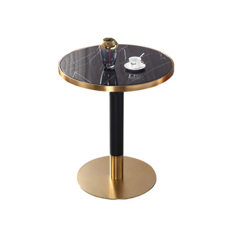 Metal Traditional Luxury Round Dining Table Marble Indoor Table with Pedestal Base Black 23.6"L x 23.6"W x 29.5"H Without Chairs Clearhalo ' dining_table' 'Dining Tables & Seating' 'Dining Tables' 'furn' 'furn_dining_table' 'Furniture' 'furniture_dining_table' 'Kitchen & Dining Furniture' 'kitchen&dining_furn' 'kitchen' 'kitchen_dining_table' 4588478