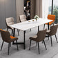 Industrial Sintered Stone Table Restaurant Rectangle Table with Double Pedestal Base White 55.1"L x 31.5"W x 29.5"H Without Chairs Clearhalo ' dining_table' 'Dining Tables & Seating' 'Dining Tables' 'furn' 'furn_dining_table' 'Furniture' 'furniture_dining_table' 'Kitchen & Dining Furniture' 'kitchen&dining_furn' 'kitchen' 'kitchen_dining_table' 4588496