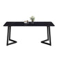 Industrial Sintered Stone Table Restaurant Rectangle Table with Double Pedestal Base Black Without Chairs Clearhalo ' dining_table' 'Dining Tables & Seating' 'Dining Tables' 'furn' 'furn_dining_table' 'Furniture' 'furniture_dining_table' 'Kitchen & Dining Furniture' 'kitchen&dining_furn' 'kitchen' 'kitchen_dining_table' 4588498