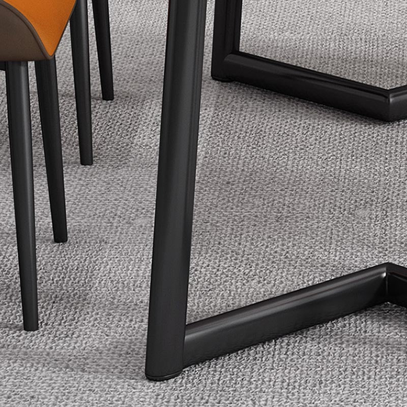 Industrial Sintered Stone Table Restaurant Rectangle Table with Double Pedestal Base Clearhalo ' dining_table' 'Dining Tables & Seating' 'Dining Tables' 'furn' 'furn_dining_table' 'Furniture' 'furniture_dining_table' 'Kitchen & Dining Furniture' 'kitchen&dining_furn' 'kitchen' 'kitchen_dining_table' 4588499