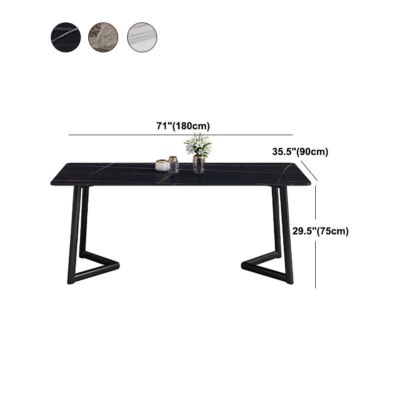 Industrial Sintered Stone Table Restaurant Rectangle Table with Double Pedestal Base Clearhalo ' dining_table' 'Dining Tables & Seating' 'Dining Tables' 'furn' 'furn_dining_table' 'Furniture' 'furniture_dining_table' 'Kitchen & Dining Furniture' 'kitchen&dining_furn' 'kitchen' 'kitchen_dining_table' 4588506