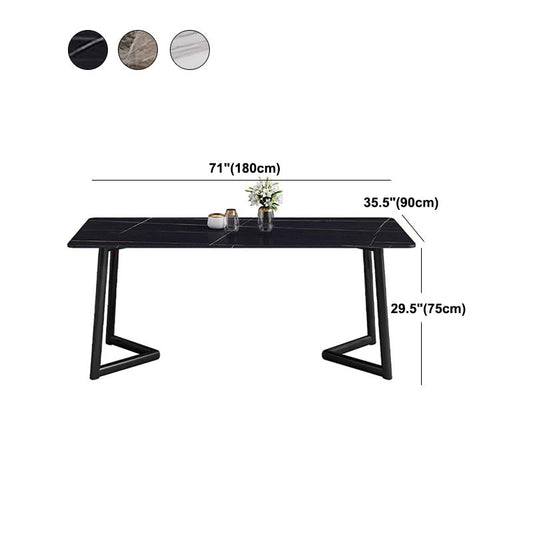 Industrial Sintered Stone Table Restaurant Rectangle Table with Double Pedestal Base Clearhalo ' dining_table' 'Dining Tables & Seating' 'Dining Tables' 'furn' 'furn_dining_table' 'Furniture' 'furniture_dining_table' 'Kitchen & Dining Furniture' 'kitchen&dining_furn' 'kitchen' 'kitchen_dining_table' 4588506