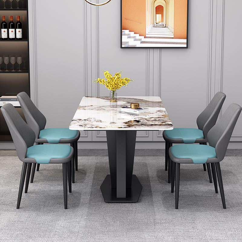 Industrial Sintered Stone Table Rectangle Dining Table with Pedestal Base for Restaurant Pandora Gold 63"L x 31.5"W x 29.5"H Without Chairs Clearhalo ' dining_table' 'Dining Tables & Seating' 'Dining Tables' 'furn' 'furn_dining_table' 'Furniture' 'furniture_dining_table' 'Kitchen & Dining Furniture' 'kitchen&dining_furn' 'kitchen' 'kitchen_dining_table' 4588509