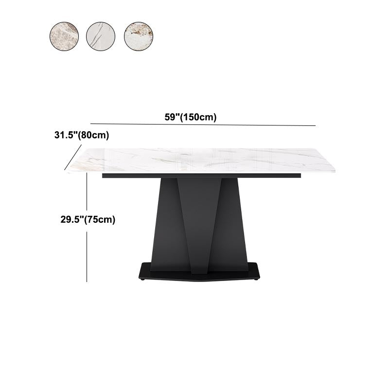 Industrial Sintered Stone Table Rectangle Dining Table with Pedestal Base for Restaurant Clearhalo ' dining_table' 'Dining Tables & Seating' 'Dining Tables' 'furn' 'furn_dining_table' 'Furniture' 'furniture_dining_table' 'Kitchen & Dining Furniture' 'kitchen&dining_furn' 'kitchen' 'kitchen_dining_table' 4588517